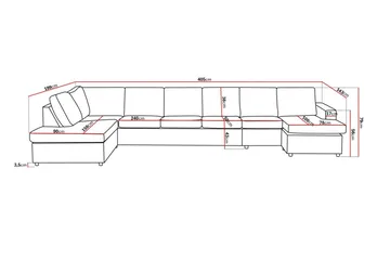 Crazy 6-sits Vänstervänd U-formad XX-Large Soffa med Divan och Schäslong i Tyg - Antracit - Möbler - Soffa - U-soffa