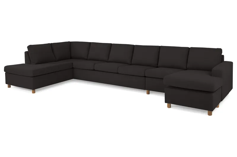 Crazy 6-sits Vänstervänd U-formad XX-Large Soffa med Divan och Schäslong i Tyg - Antracit - Möbler - Soffa - U-soffa