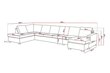 Crazy 6-sits Vänstervänd U-formad XX-Large Soffa med Divan och Schäslong i Tyg - Beige - Möbler - Soffa - U-soffa