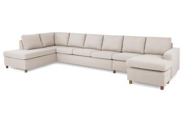 Crazy 6-sits Vänstervänd U-formad XX-Large Soffa med Divan och Schäslong i Tyg - Beige - Möbler - Soffa - U-soffa