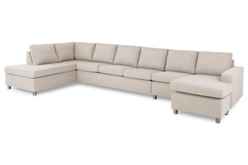 Crazy 6-sits Vänstervänd U-formad XX-Large Soffa med Divan och Schäslong i Tyg - Beige - Möbler - Soffa - U-soffa