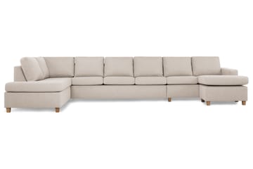 Crazy 6-sits Vänstervänd U-formad XX-Large Soffa med Divan och Schäslong i Tyg - Beige - Möbler - Soffa - U-soffa