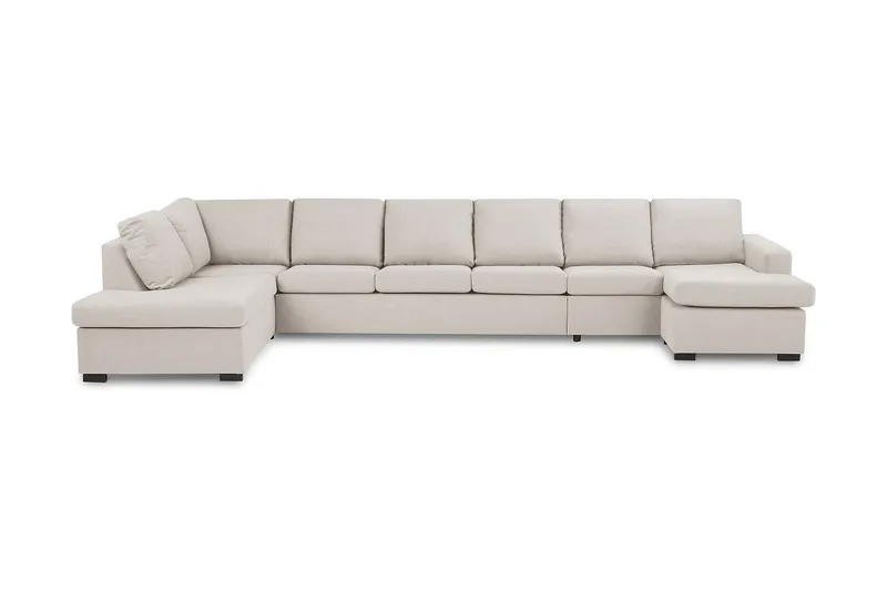 Crazy 6-sits Vänstervänd U-formad XX-Large Soffa med Divan och Schäslong i Tyg, Beige