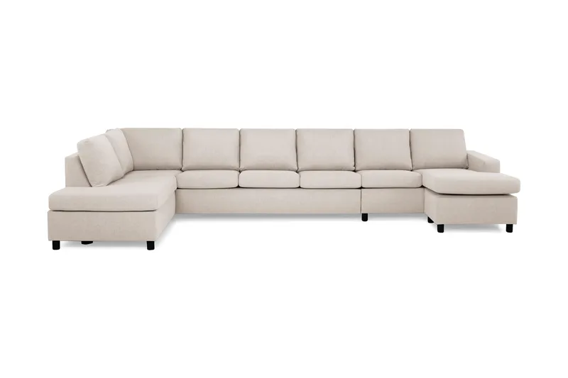 Crazy 6-sits Vänstervänd U-formad XX-Large Soffa med Divan och Schäslong i Tyg, Beige