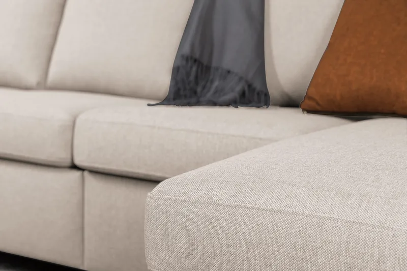 Crazy 6-sits Vänstervänd U-formad XX-Large Soffa med Divan och Schäslong i Tyg - Beige - Möbler - Soffa - U-soffa