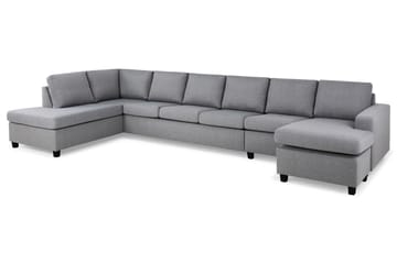 Crazy 6-sits Vänstervänd U-formad XX-Large Soffa med Divan och Schäslong i Tyg - Grå - Möbler - Soffa - U-soffa