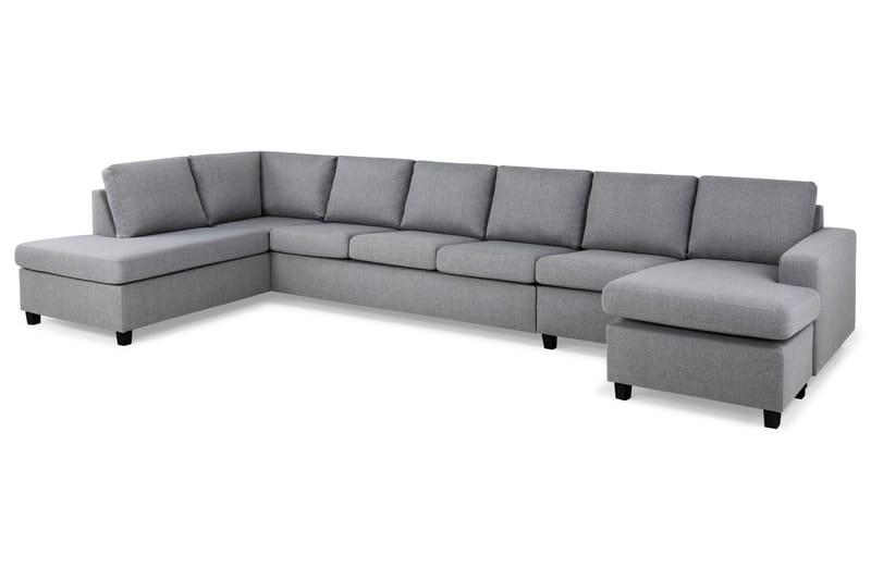 Crazy 6-sits Vänstervänd U-formad XX-Large Soffa med Divan och Schäslong i Tyg - Grå - Möbler - Soffa - U-soffa