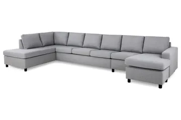 Crazy 6-sits Vänstervänd U-formad XX-Large Soffa med Divan och Schäslong i Tyg - Grå - Möbler - Soffa - U-soffa