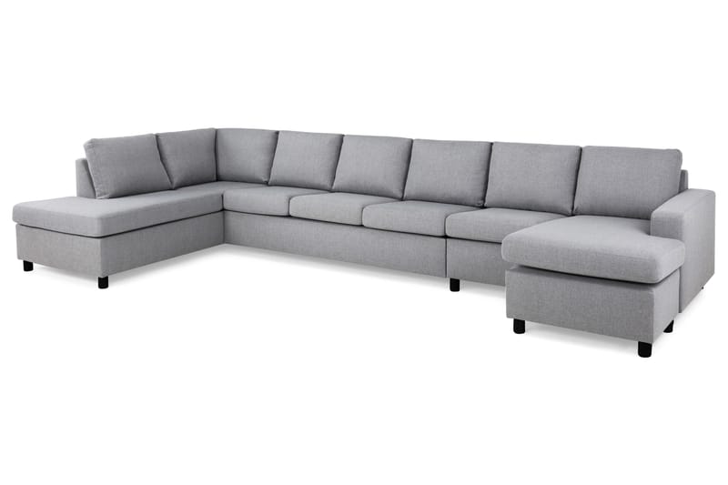 Crazy 6-sits Vänstervänd U-formad XX-Large Soffa med Divan och Schäslong i Tyg - Grå - Möbler - Soffa - U-soffa