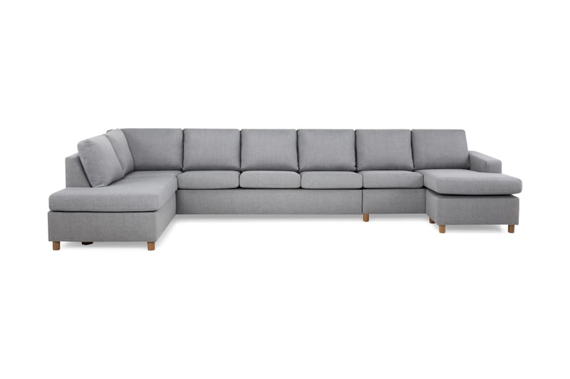 Crazy 6-sits Vänstervänd U-formad XX-Large Soffa med Divan och Schäslong i Tyg - Grå - Möbler - Soffa - U-soffa
