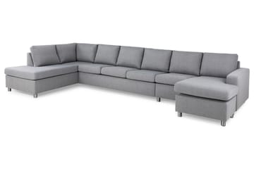 Crazy 6-sits Vänstervänd U-formad XX-Large Soffa med Divan och Schäslong i Tyg - Grå - Möbler - Soffa - U-soffa