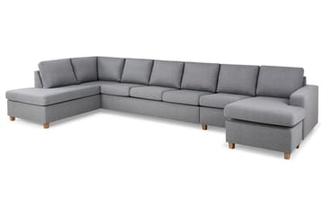 Crazy 6-sits Vänstervänd U-formad XX-Large Soffa med Divan och Schäslong i Tyg - Grå - Möbler - Soffa - U-soffa