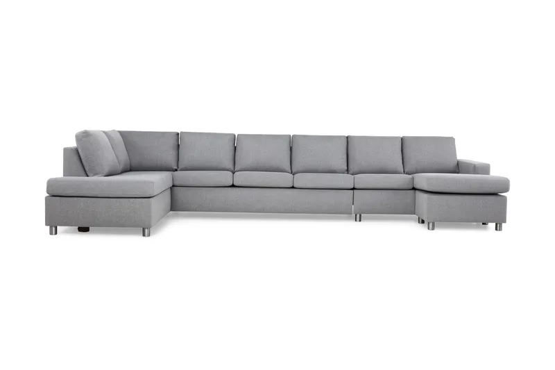 Crazy 6-sits Vänstervänd U-formad XX-Large Soffa med Divan och Schäslong i Tyg - Grå - Möbler - Soffa - U-soffa