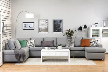 Crazy 6-sits V�änstervänd U-formad XX-Large Soffa med Divan och Schäslong i Tyg - Grå - Möbler - Soffa - U-soffa