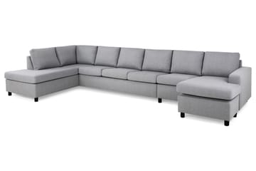 Crazy 6-sits Vänstervänd U-formad XX-Large Soffa med Divan och Schäslong i Tyg - Grå - Möbler - Soffa - U-soffa