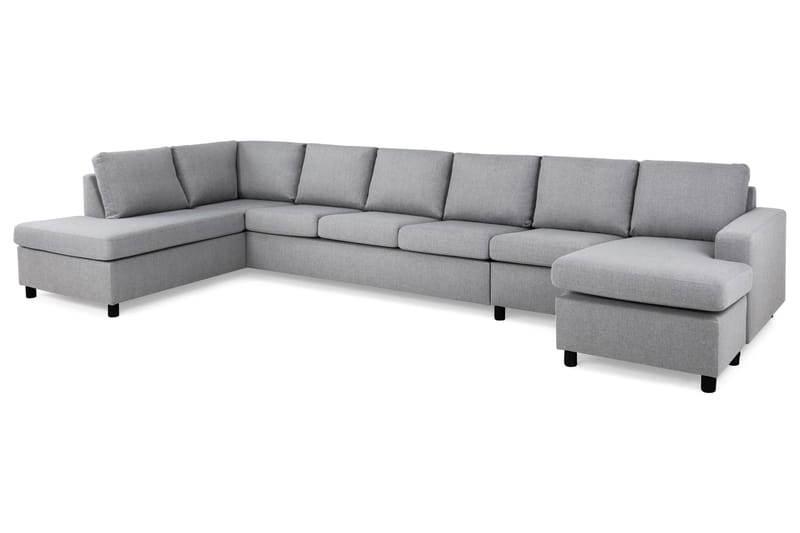 Crazy 6-sits Vänstervänd U-formad XX-Large Soffa med Divan och Schäslong i Tyg - Grå - Möbler - Soffa - U-soffa