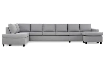 Crazy 6-sits Vänstervänd U-formad XX-Large Soffa med Divan och Schäslong i Tyg - Grå - Möbler - Soffa - U-soffa