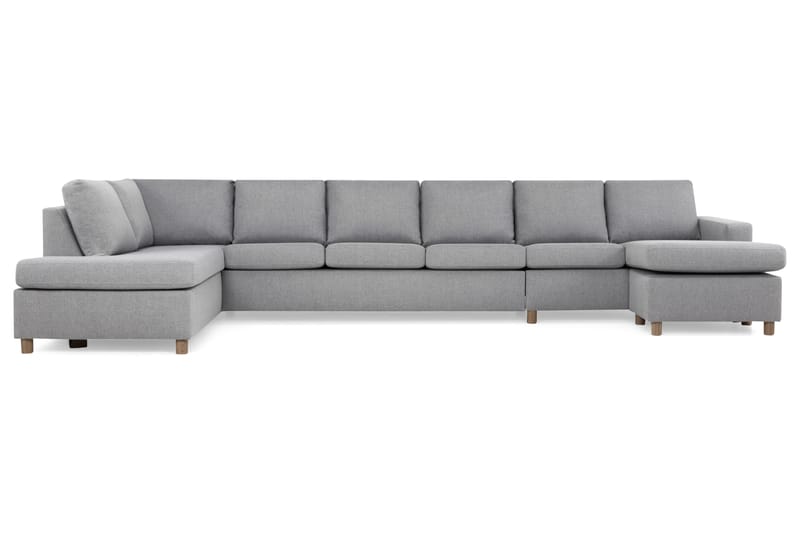 Crazy 6-sits Vänstervänd U-formad XX-Large Soffa med Divan och Schäslong i Tyg - Grå - Möbler - Soffa - U-soffa