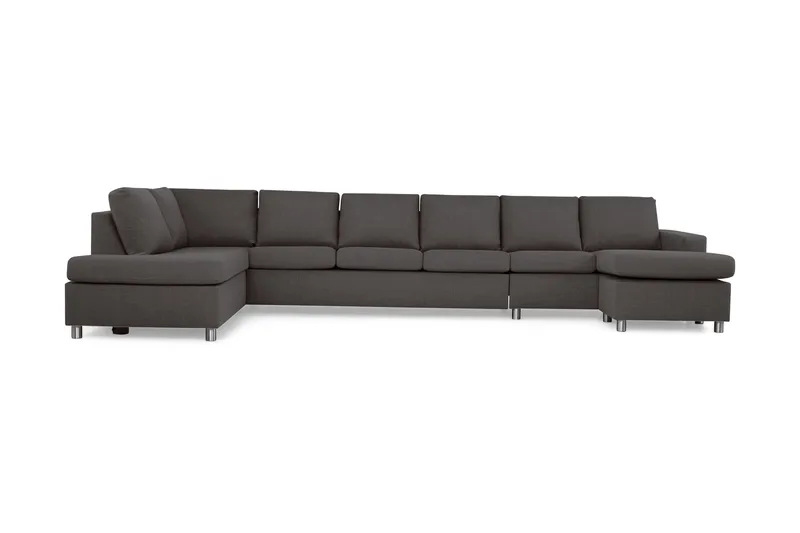 Crazy 6-sits Vänstervänd U-formad XX-Large Soffa med Divan och Schäslong i Tyg - Mörkgrå - Möbler - Soffa - U-soffa
