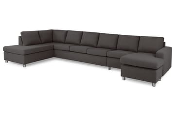Crazy 6-sits Vänstervänd U-formad XX-Large Soffa med Divan och Schäslong i Tyg - Mörkgrå - Möbler - Soffa - U-soffa