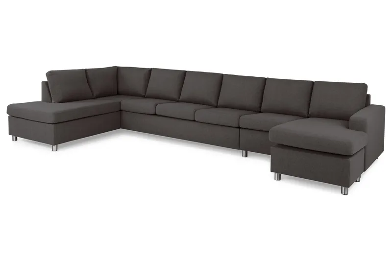Crazy 6-sits Vänstervänd U-formad XX-Large Soffa med Divan och Schäslong i Tyg - Mörkgrå - Möbler - Soffa - U-soffa