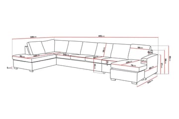 Crazy 6-sits Vänstervänd U-formad XX-Large Soffa med Divan och Schäslong i Tyg - Mörkgrå - Möbler - Soffa - U-soffa