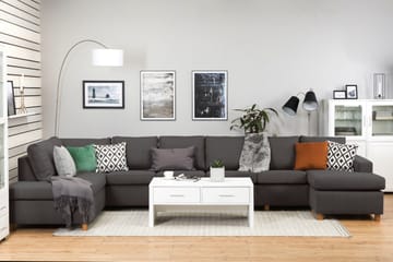 Crazy 6-sits Vänstervänd U-formad XX-Large Soffa med Divan och Schäslong i Tyg - Mörkgrå - Möbler - Soffa - U-soffa