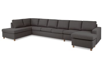 Crazy 6-sits Vänstervänd U-formad XX-Large Soffa med Divan och Schäslong i Tyg - Mörkgrå - Möbler - Soffa - U-soffa