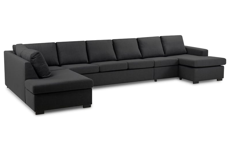 Crazy 6-sits Vänstervänd U-formad XX-Large Soffa med Divan och Schäslong i Tyg - Mörkgrå - Möbler - Soffa - U-soffa