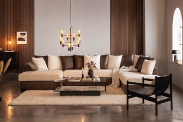 Cuba 5-sits Högervänd U-formad Soffa med Divan och Schäslong i Konstläder/Tyg inkl Kuvertkuddar - Brun / Beige - Möbler - Soffa - U-soffa