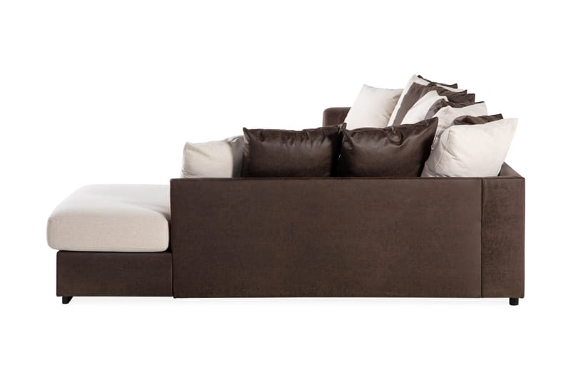 Cuba 5-sits Högervänd U-formad Soffa med Divan och Schäslong i Konstläder/Tyg inkl Kuvertkuddar - Brun / Beige - Möbler - Soffa - U-soffa