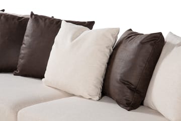 Cuba 5-sits Högervänd U-formad Soffa med Divan och Schäslong i Konstläder/Tyg inkl Kuvertkuddar - Brun / Beige - Möbler - Soffa - U-soffa