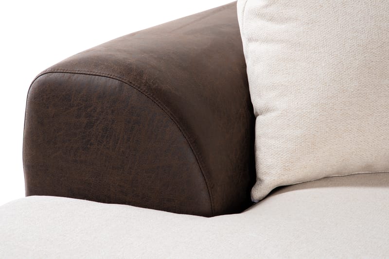 Cuba 5-sits Högervänd U-formad Soffa med Divan och Schäslong i Konstläder/Tyg inkl Kuvertkuddar - Brun / Beige - Möbler - Soffa - U-soffa