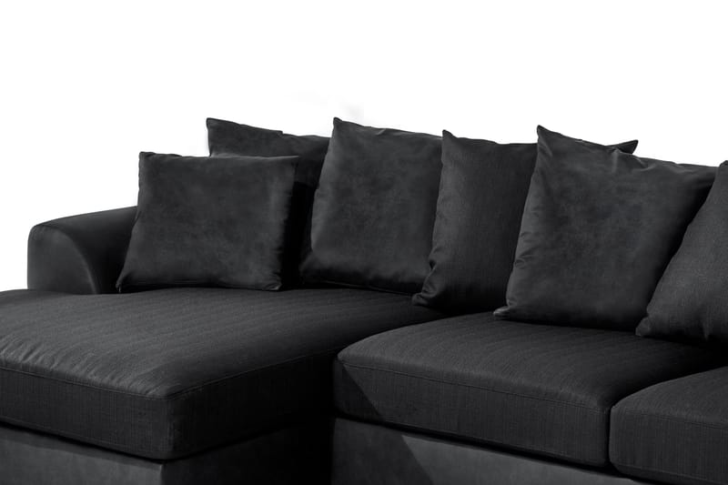 Cuba 5-sits Högervänd U-formad Soffa med Divan och Schäslong i Konstläder/Tyg inkl Kuvertkuddar - Grå / Svart - Möbler - Soffa - U-soffa