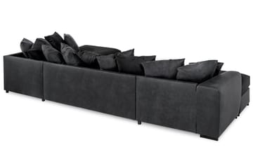 Cuba 5-sits Högervänd U-formad Soffa med Divan och Schäslong i Konstläder/Tyg inkl Kuvertkuddar - Grå / Svart - Möbler - Soffa - U-soffa