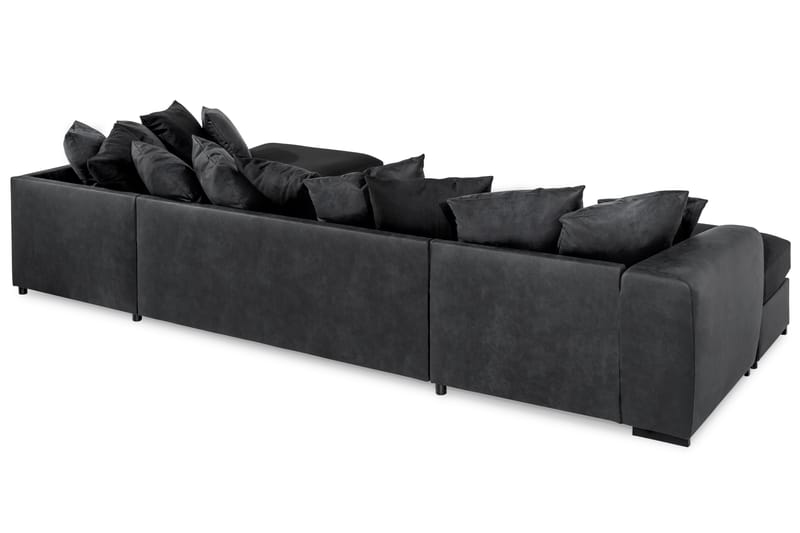 Cuba 5-sits Högervänd U-formad Soffa med Divan och Schäslong i Konstläder/Tyg inkl Kuvertkuddar - Grå / Svart - Möbler - Soffa - U-soffa