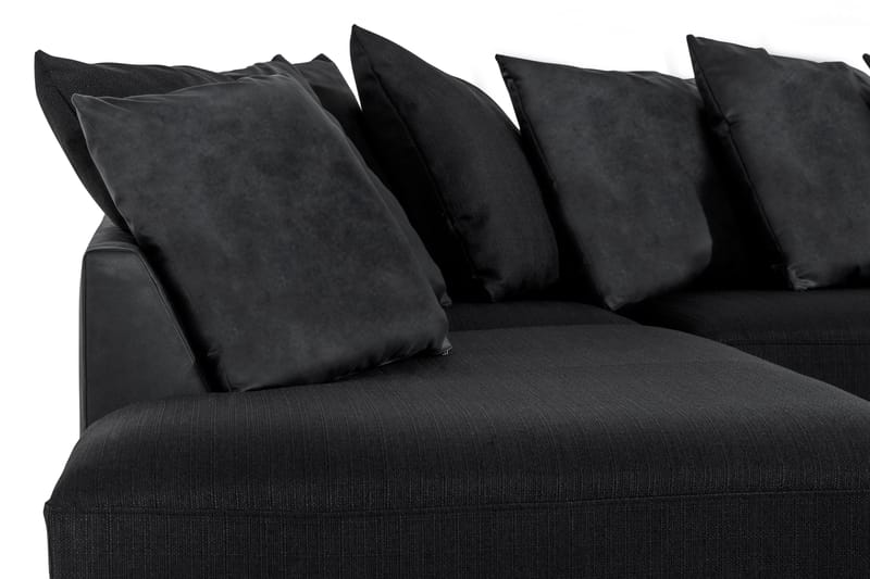 Cuba 5-sits Högervänd U-formad Soffa med Divan och Schäslong i Konstläder/Tyg inkl Kuvertkuddar - Grå / Svart - Möbler - Soffa - U-soffa