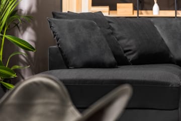 Cuba 5-sits Högervänd U-formad Soffa med Divan och Schäslong i Konstläder/Tyg inkl Kuvertkuddar - Grå / Svart - Möbler - Soffa - U-soffa
