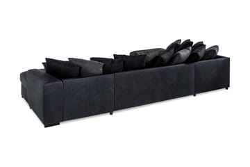 Cuba 5-sits Högervänd U-formad Soffa med Divan och Schäslong i Konstläder/Tyg inkl Kuvertkuddar - Svart / Grå - Möbler - Soffa - U-soffa