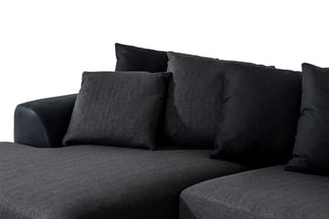 Cuba 5-sits Högervänd U-formad Soffa med Divan och Schäslong i Konstläder/Tyg inkl Kuvertkuddar - Svart / Grå - Möbler - Soffa - U-soffa