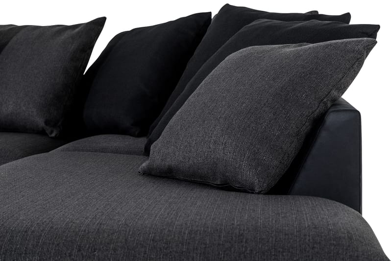 Cuba 5-sits Högervänd U-formad Soffa med Divan och Schäslong i Konstläder/Tyg inkl Kuvertkuddar - Svart / Grå - Möbler - Soffa - U-soffa