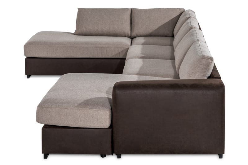 Cuba 5-sits Vänstervänd U-formad Large Soffa med Divan och Schäslong i Konstläder/Tyg - Brun / Beige - Möbler - Soffa - U-soffa