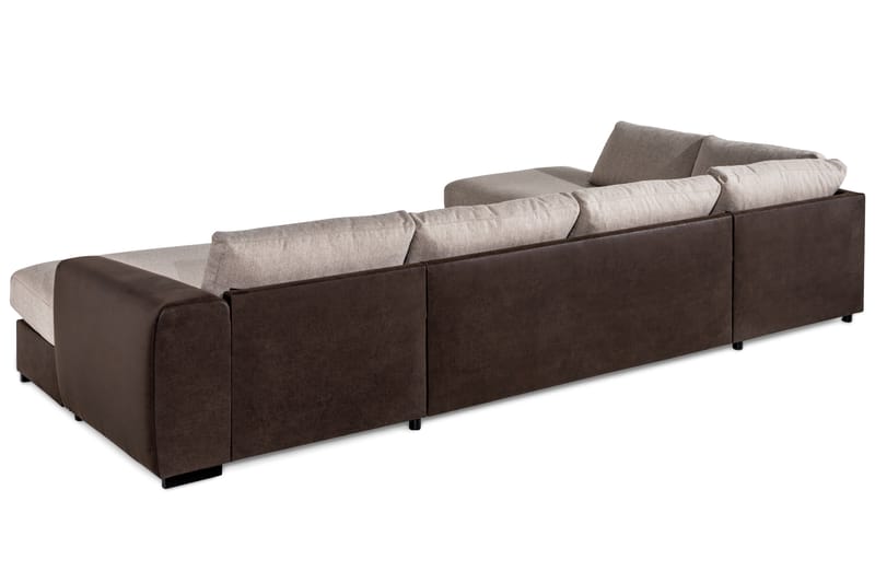 Cuba 5-sits Vänstervänd U-formad Large Soffa med Divan och Schäslong i Konstläder/Tyg - Brun / Beige - Möbler - Soffa - U-soffa