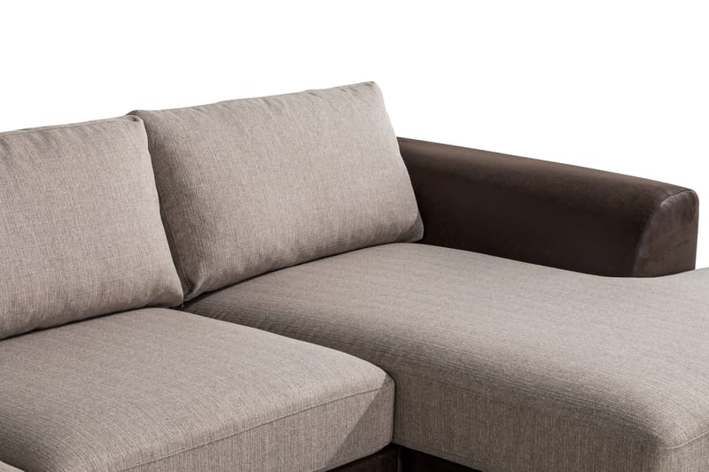Cuba 5-sits Vänstervänd U-formad Large Soffa med Divan och Schäslong i Konstläder/Tyg - Brun / Beige - Möbler - Soffa - U-soffa
