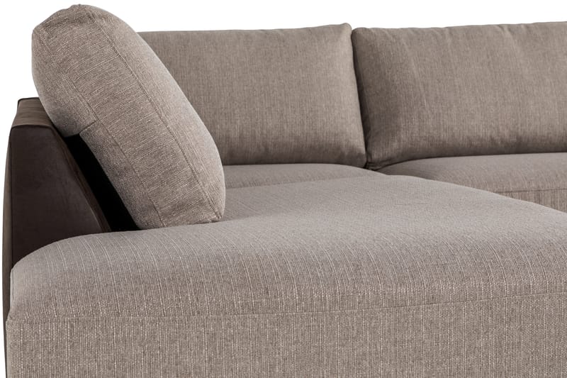 Cuba 5-sits Vänstervänd U-formad Large Soffa med Divan och Schäslong i Konstläder/Tyg - Brun / Beige - Möbler - Soffa - U-soffa