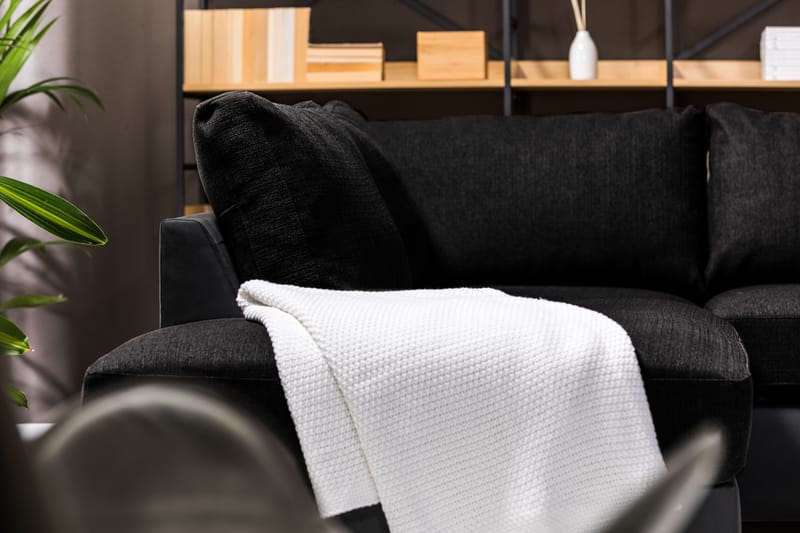 Cuba 5-sits Vänstervänd U-formad Soffa med Divan och Schäslong i Konstläder/Tyg - Grå / Svart - Möbler - Soffa - U-soffa