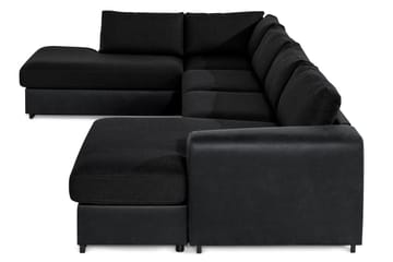 Cuba 5-sits Vänstervänd U-formad Soffa med Divan och Schäslong i Konstläder/Tyg - Grå / Svart - Möbler - Soffa - U-soffa