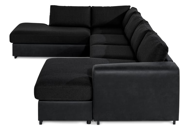 Cuba 5-sits Vänstervänd U-formad Soffa med Divan och Schäslong i Konstläder/Tyg - Grå / Svart - Möbler - Soffa - U-soffa