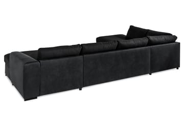Cuba 5-sits Vänstervänd U-formad Soffa med Divan och Schäslong i Konstläder/Tyg - Grå / Svart - Möbler - Soffa - U-soffa