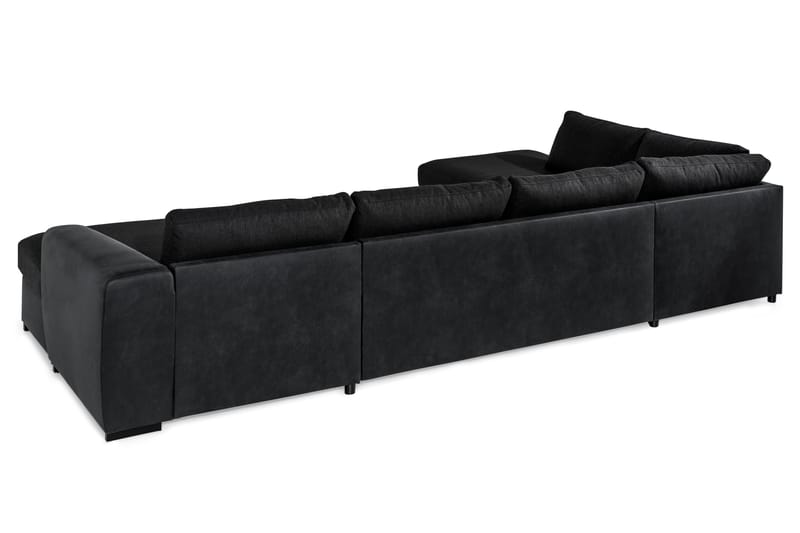 Cuba 5-sits Vänstervänd U-formad Soffa med Divan och Schäslong i Konstläder/Tyg - Grå / Svart - Möbler - Soffa - U-soffa